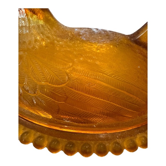 Vintage Indiana Glass Amber Hen on Nest Antique Lidded Dish 7” Collectible - Picture 11 of 12